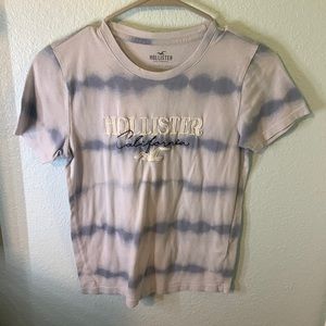 Hollister logo, blue, tie-dye, striped T-shirt
